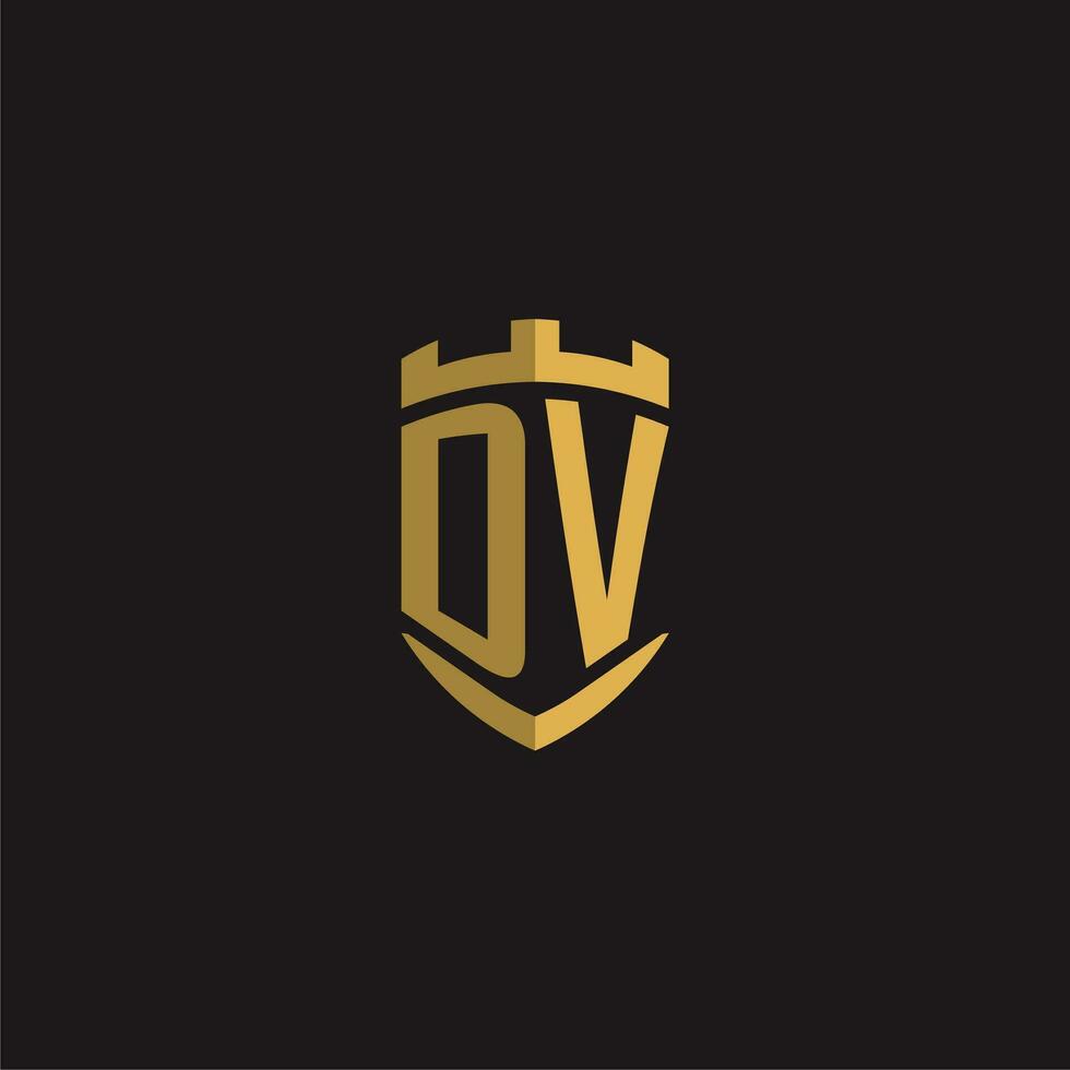 initialer dv logotyp monogram med skydda stil design vektor