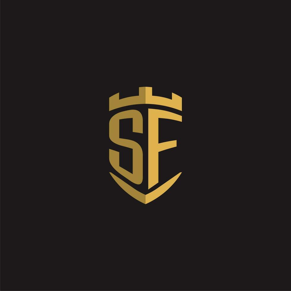 Initialen sf Logo Monogramm mit Schild Stil Design vektor
