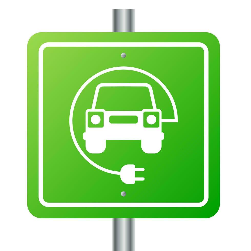 elektrisch Auto und elektrisch Laden Bahnhof Symbol auf ein Weiß Hintergrund. Vektor Illustration.