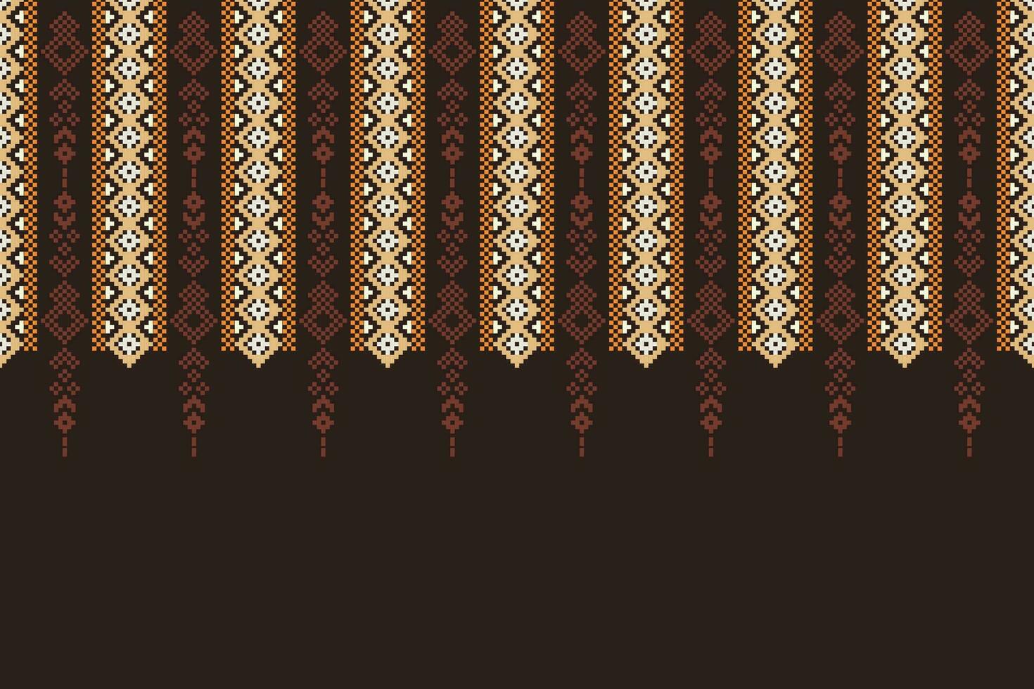 ethnisch geometrisch Stoff Muster Kreuz Stich.ikat Stickerei ethnisch orientalisch Pixel Muster braun Hintergrund. abstrakt, vektor, illustration. Textur, Kleidung, Rahmen, Dekoration, Motive, Seide Hintergrund. vektor