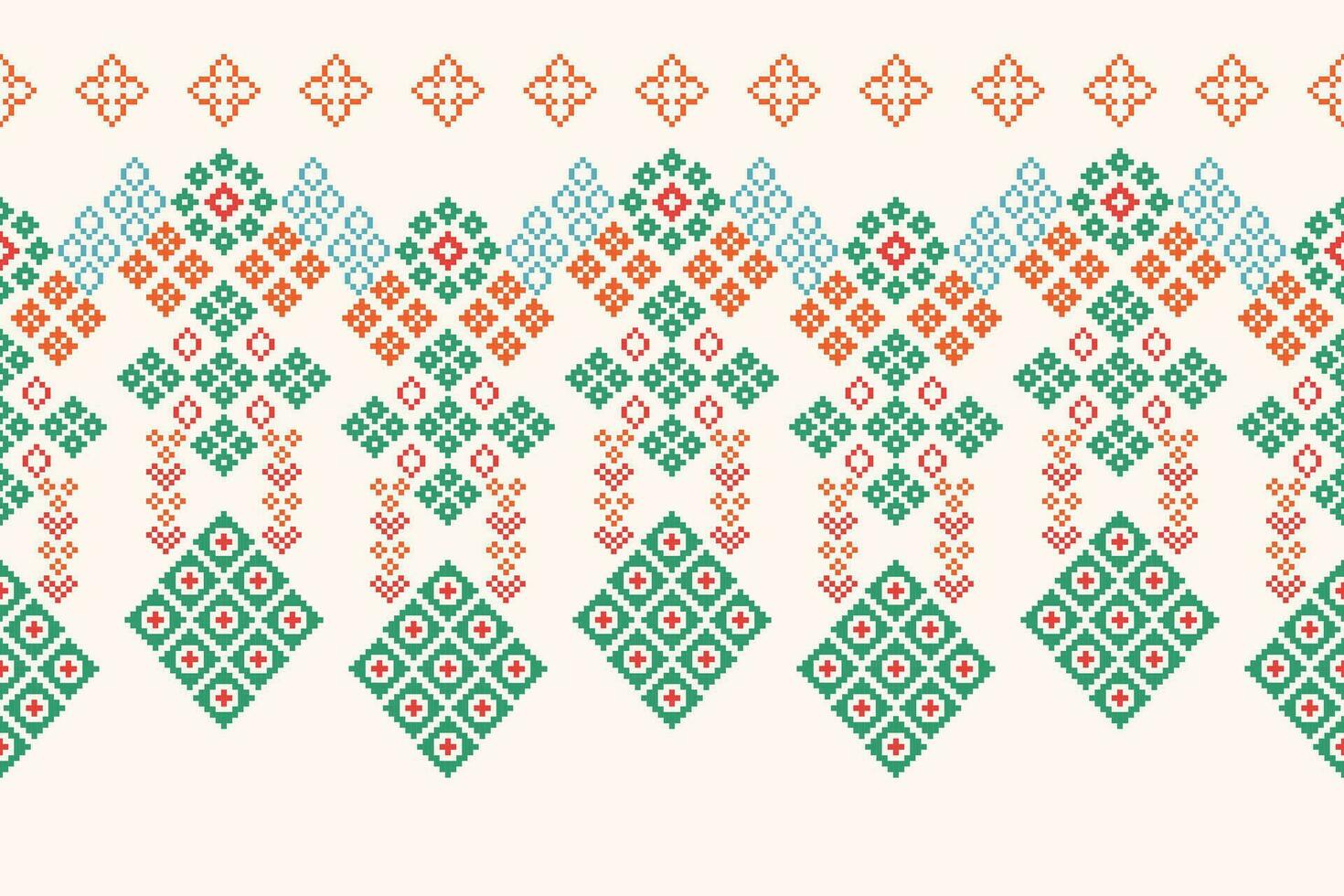 etnisk geometrisk tyg mönster korsa stitch.ikat broderi etnisk orientalisk pixel mönster brun grädde bakgrund. abstrakt, vektor, illustration. textur, kläder, ram, motiv, siden tapet. vektor