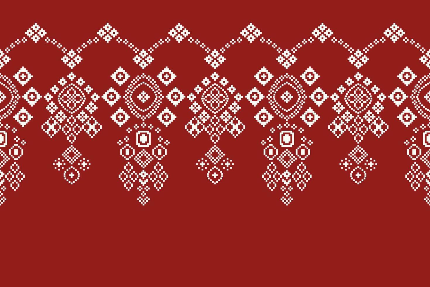 ethnisch geometrisch Stoff Muster Kreuz Stich.ikat Stickerei ethnisch orientalisch Pixel Muster rot Hintergrund. abstrakt, vektor, illustration. Textur, Kleidung, Rahmen, Dekoration, Motive, Seide Hintergrund. vektor