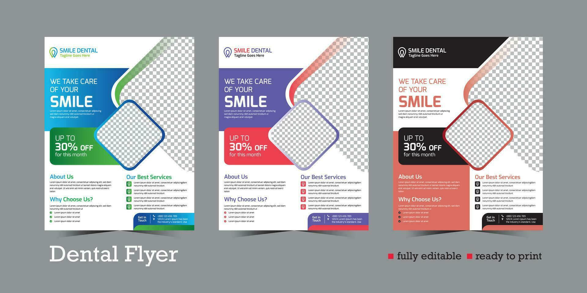 dental tandläkare klinik flygblad affisch baner mall vektor