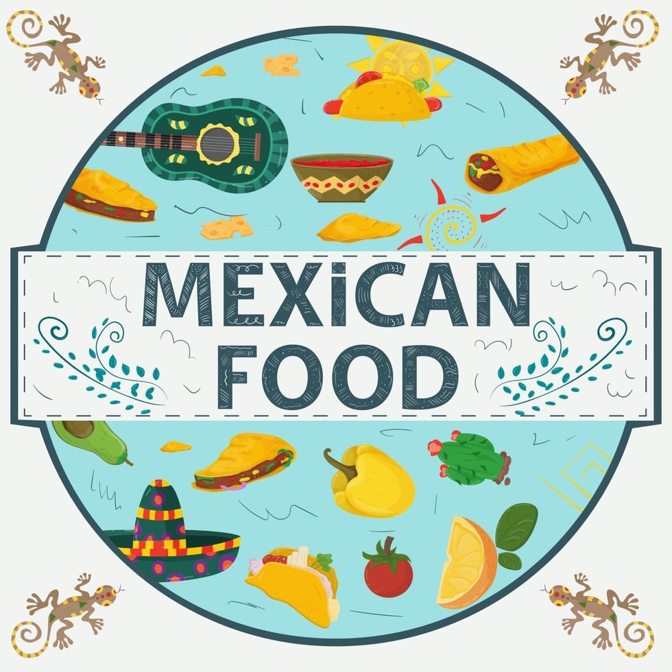 mexikansk mat cirkulär ikon vektor