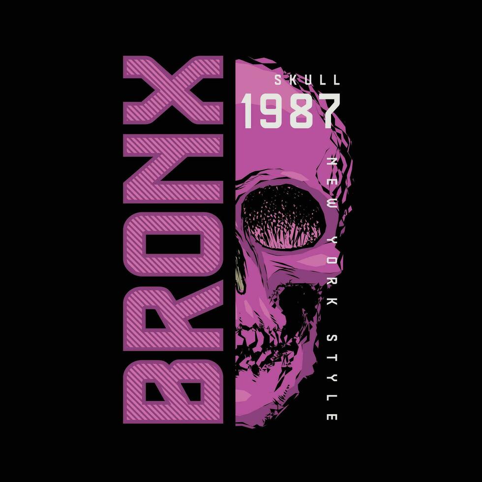 Bronx Neu York Stadt Schädel Stil T-Shirt und bekleidung Design vektor