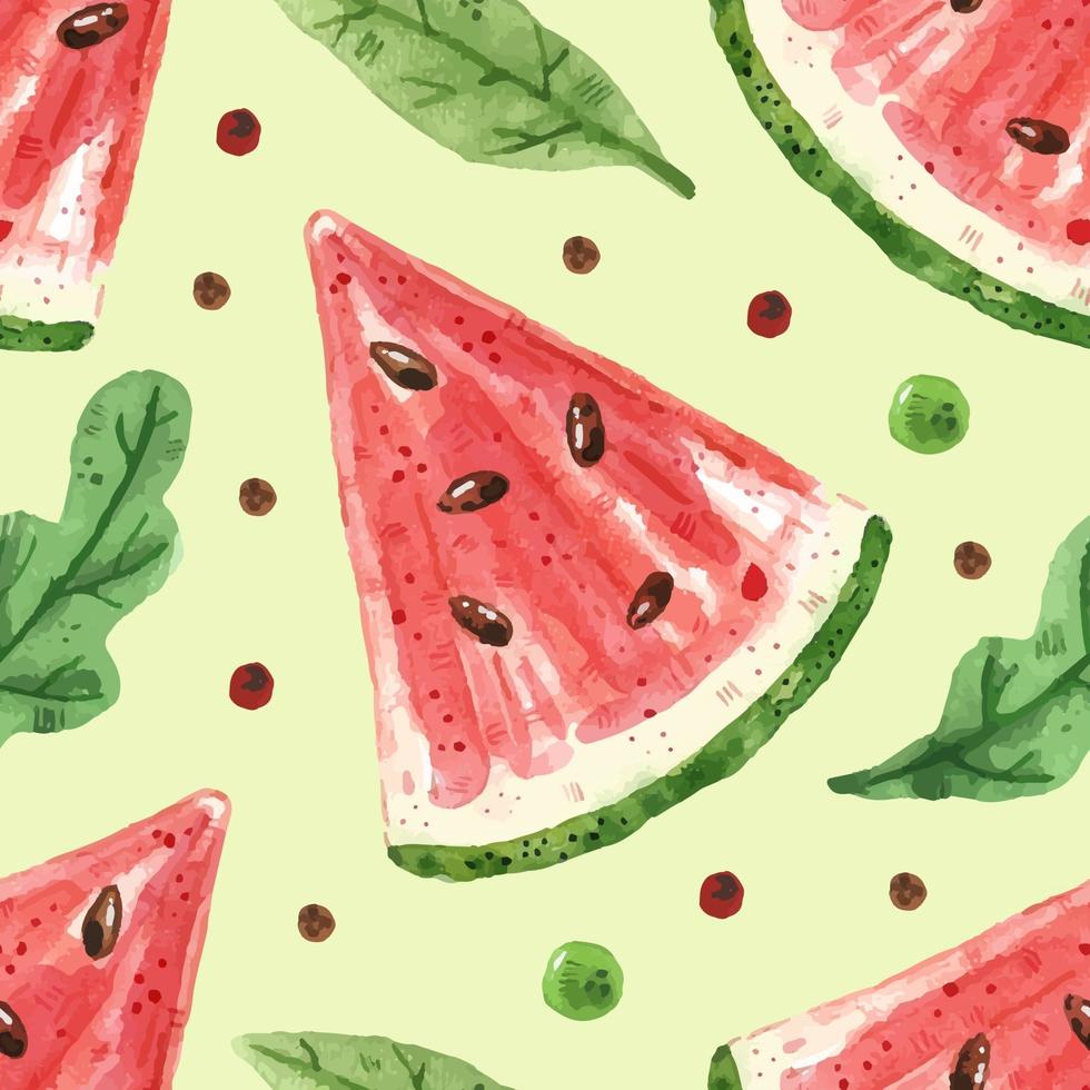 vattenmelon akvarell sömlös mönster textur tropisk sommar illustration förpackning design omslagspapper lätt att ändra bakgrund vektor