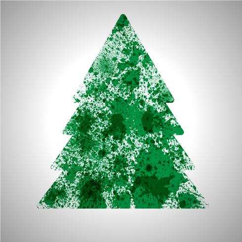Der Weihnachtsvektorbaum, der durch verschüttete Farbe gebildet wird, spritzt vektor