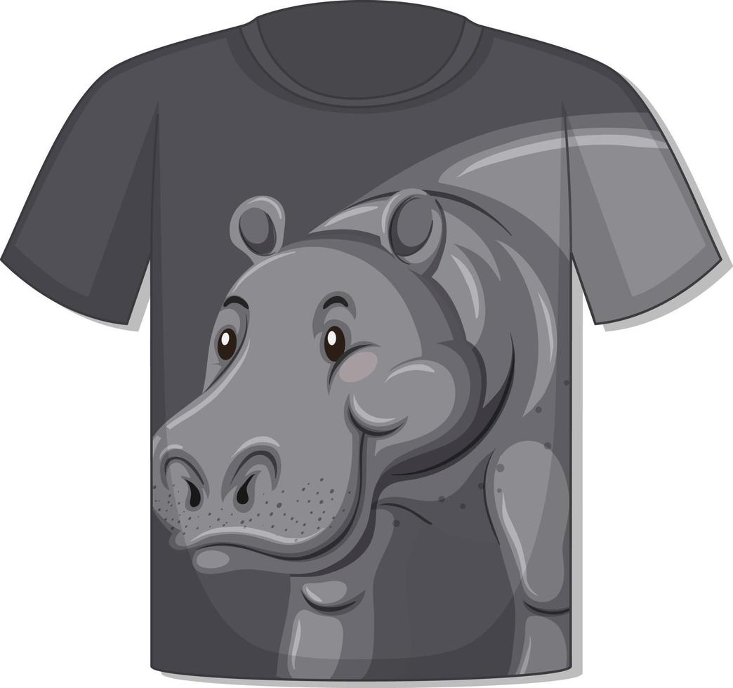 framsidan av t-shirt med flodhästmall vektor