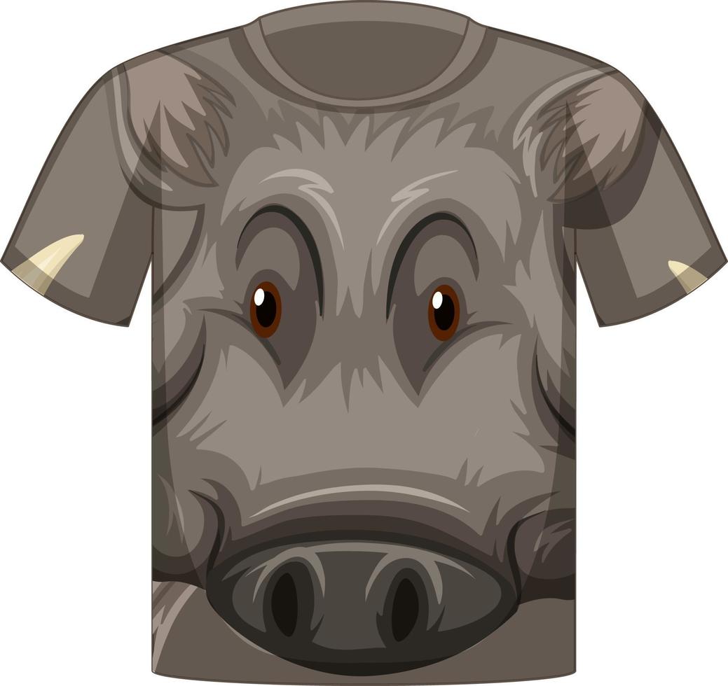 T-Shirt vorne mit Wildschweinmuster vektor