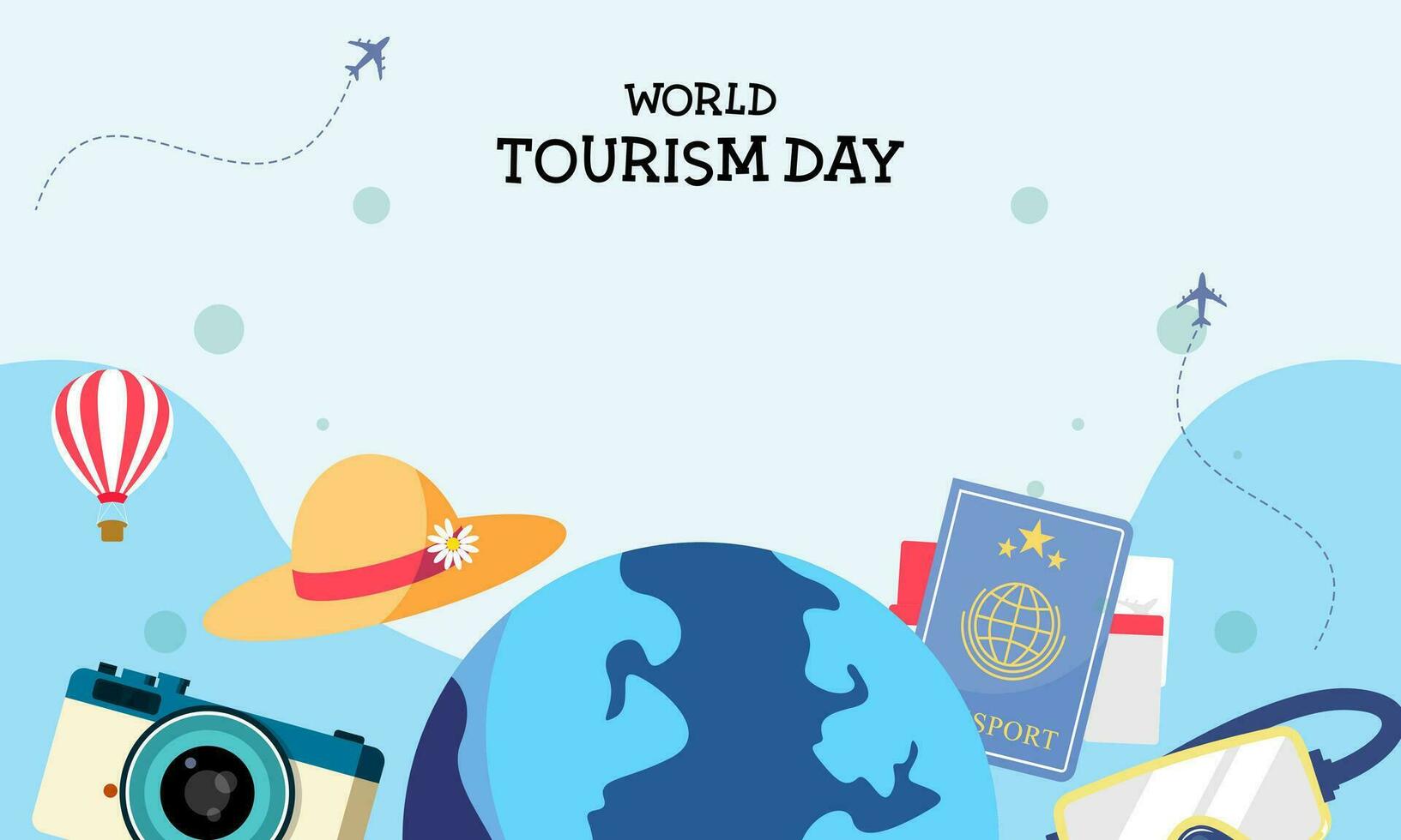 platt bakgrund för värld turism dag firande vektor
