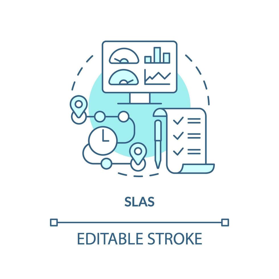 2d editierbar slas dünn Linie Symbol Konzept, isoliert Vektor, Blau Illustration Darstellen Verkäufer Management. vektor