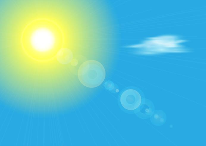 Solsken med sol och blå himmel, vektor illustration
