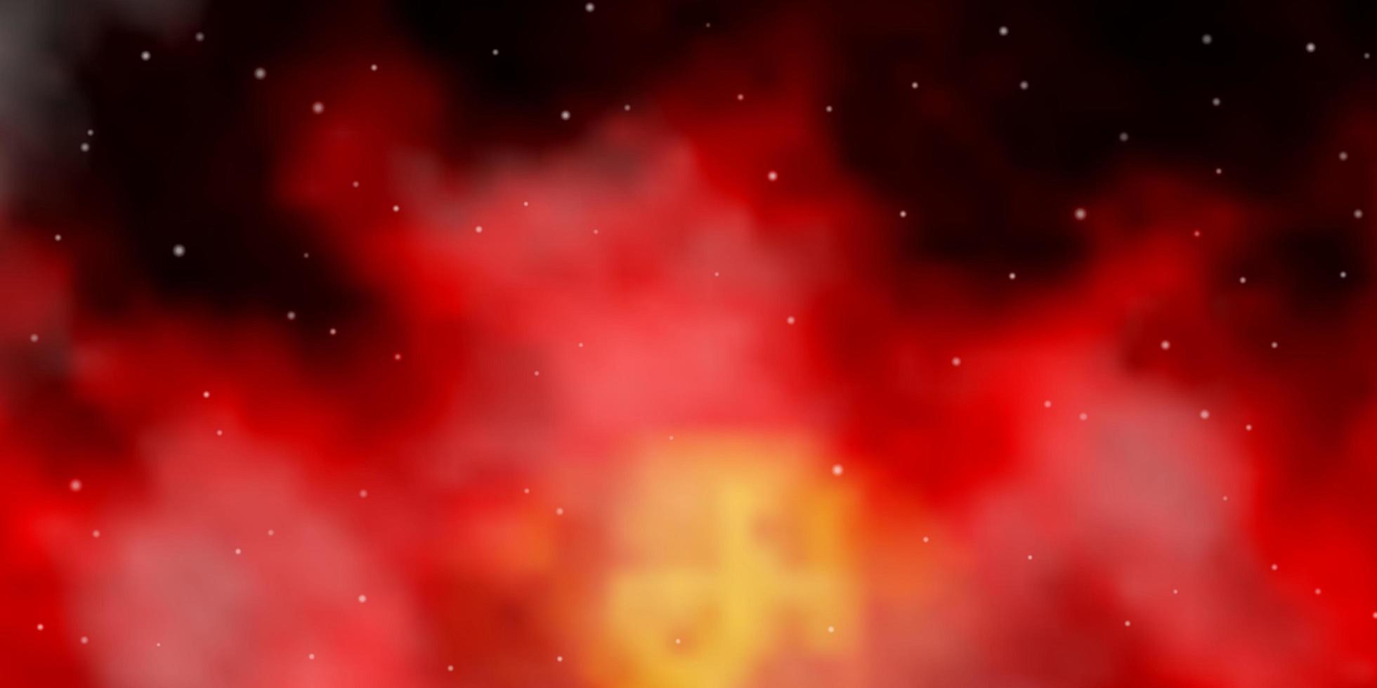 dunkelorangefarbener Vektorhintergrund mit kleinen und großen Sternen. bunte Illustration mit abstrakten Farbverlaufssternen. Muster für Neujahrsanzeige, Broschüren. vektor