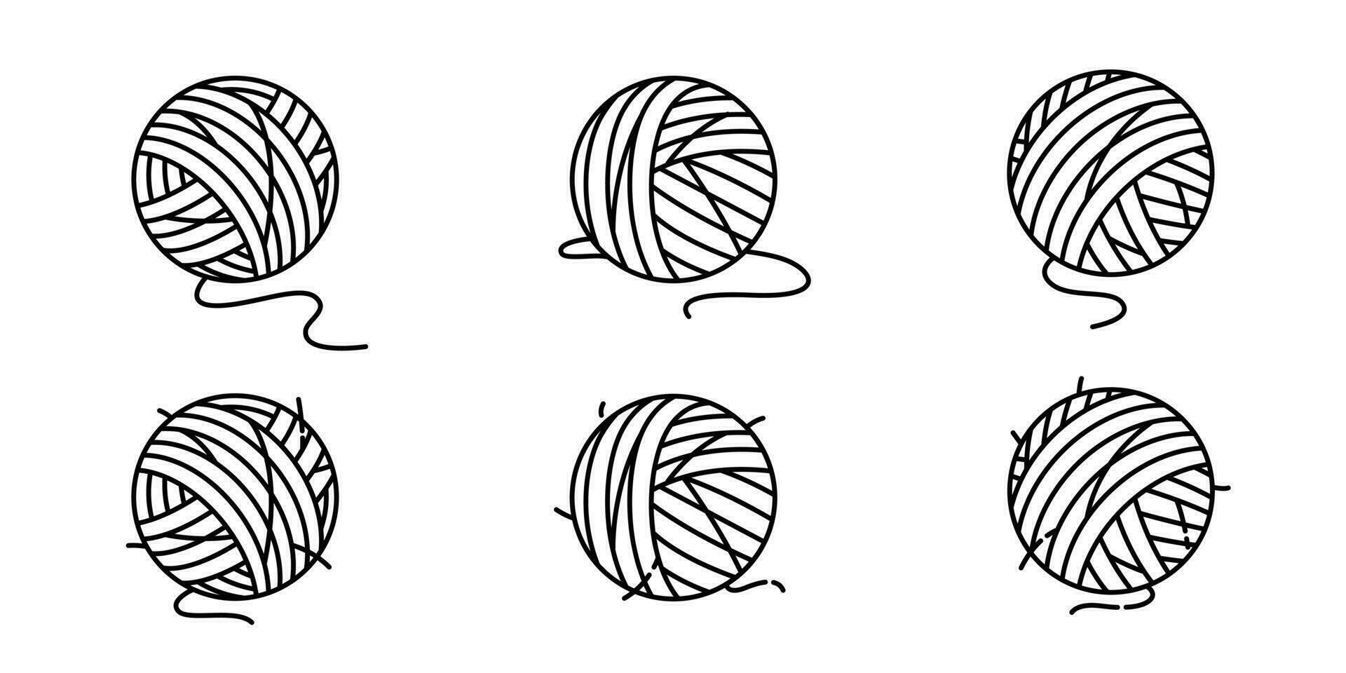 Garn Ball Vektor Symbol Bälle von Garn Stricken Nadeln Katze Spielzeug Symbol Karikatur Illustration Gekritzel