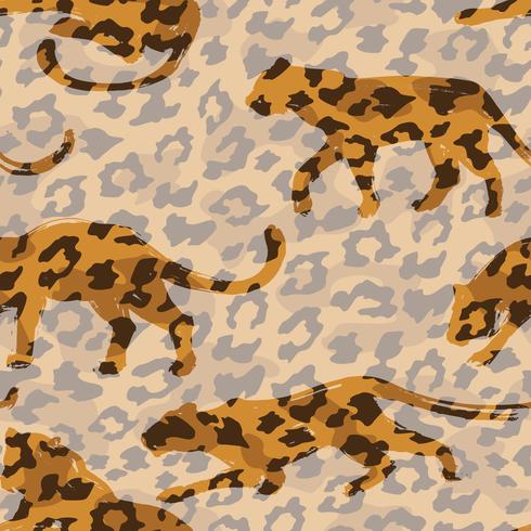 Seamless exotiskt mönster med abstrakta silhuetter av djur. vektor