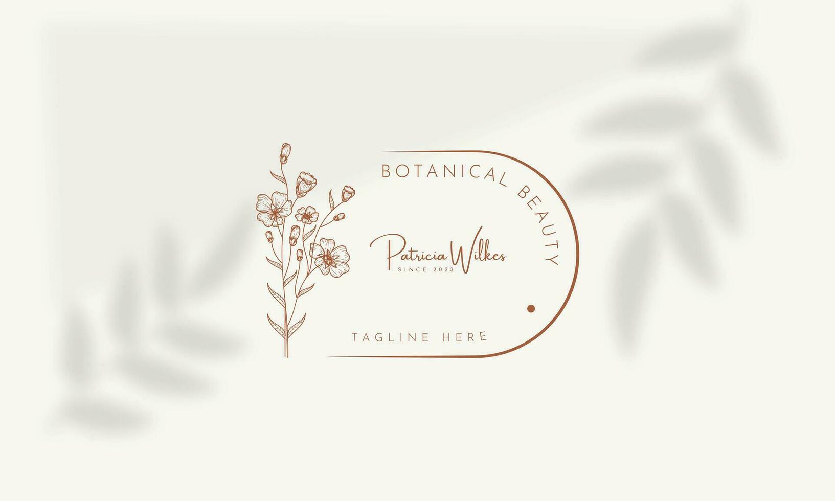 patricia wilkes botanisk blommig element vektor trendig hand dragen logotyp med vild blomma och löv