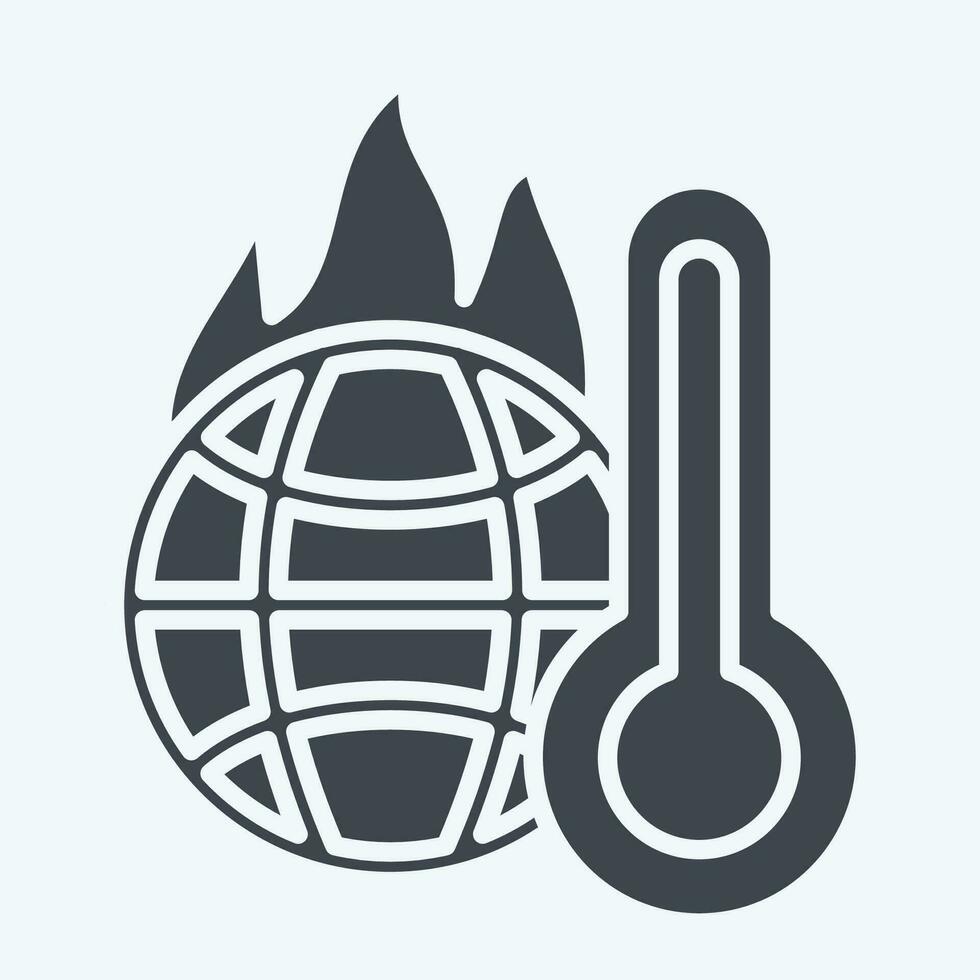 ikon ökande temperatur. relaterad till klimat förändra symbol. glyf stil. enkel design redigerbar. enkel illustration vektor
