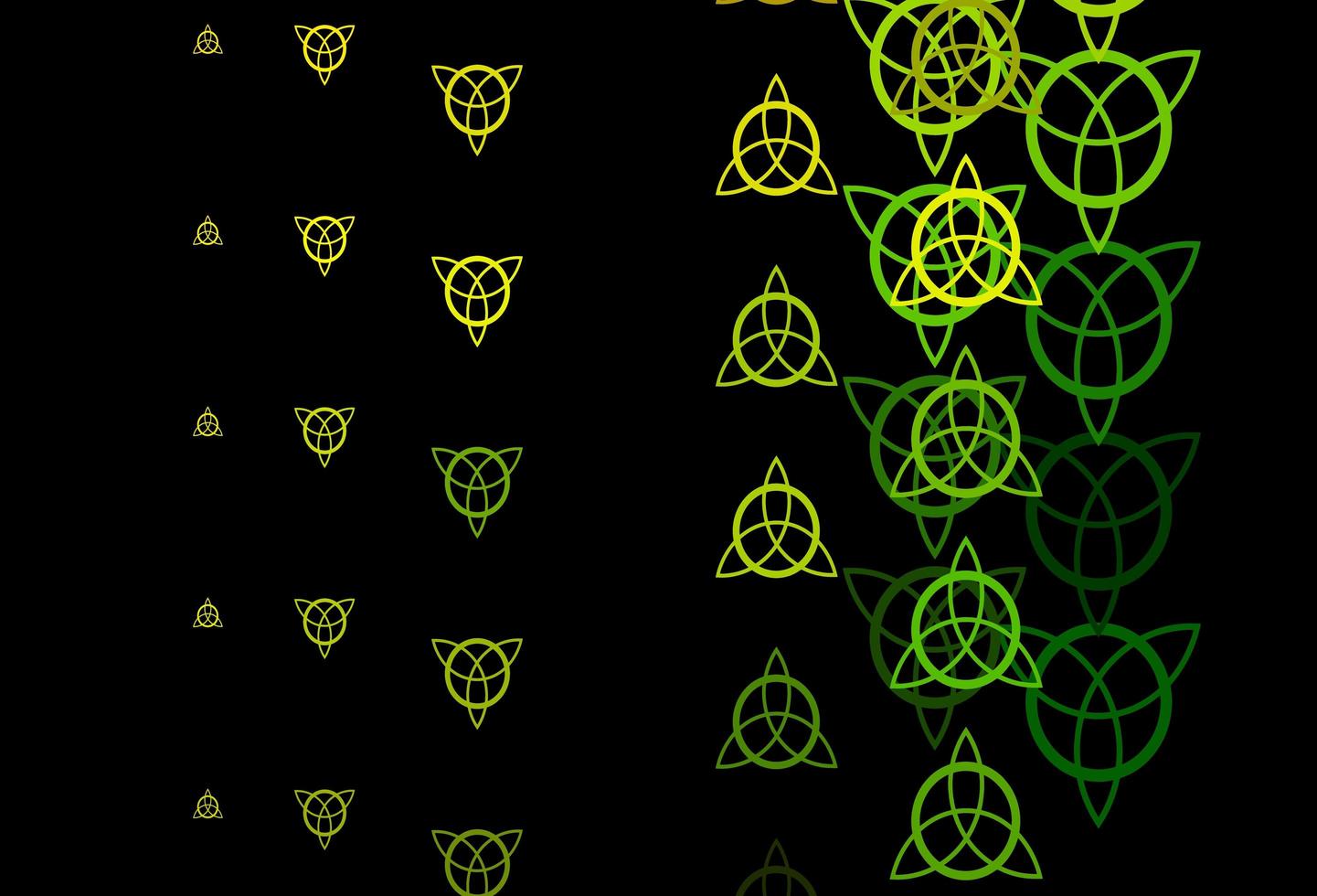 dunkelgrüne, gelbe Vektorbeschaffenheit mit Religionssymbolen. vektor