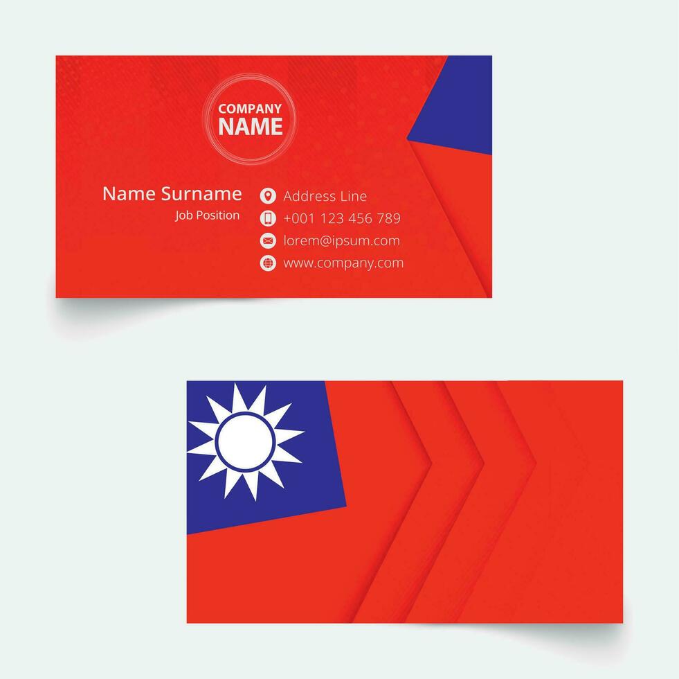 Taiwan Flagge Geschäft Karte, Standard Größe 90x50 mm Geschäft Karte Vorlage. vektor