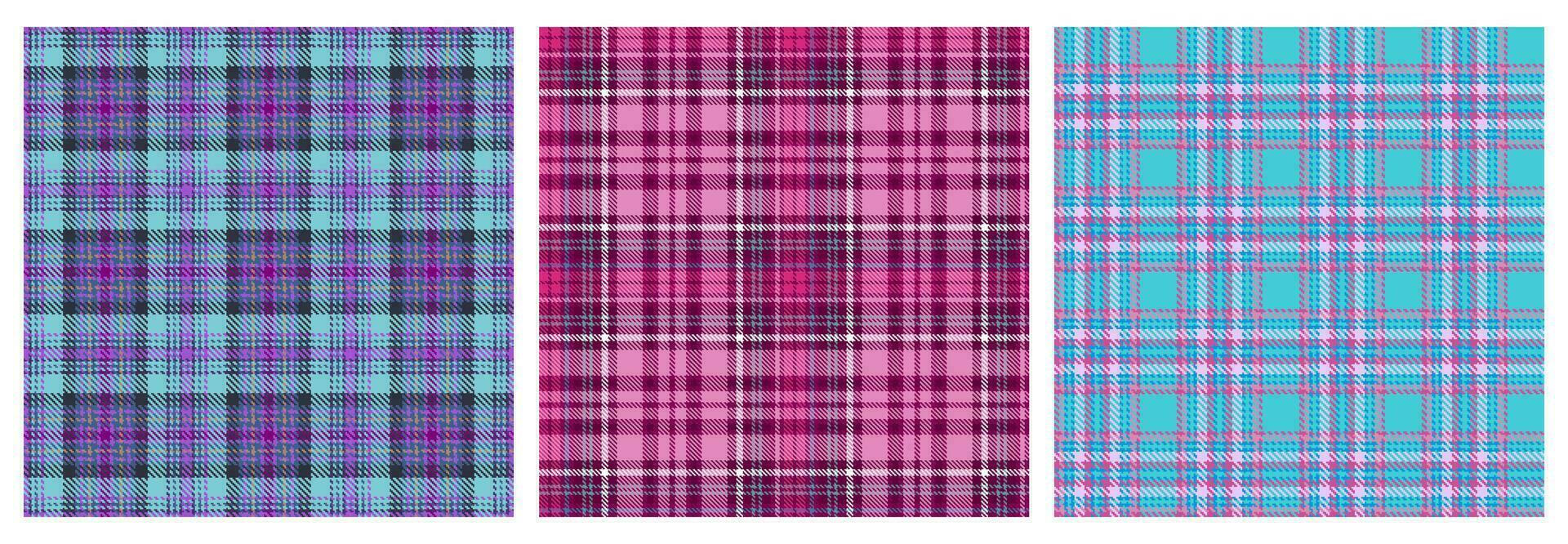 Tartan prüfen Plaid Textur nahtlos Muster im Rosa, Blau Grün, Gelb, Weiß modern drucken im Barbie Ken Stil zum Mode, Zuhause Dekor und stationär schottisch vichy Textur Vektor Illustration