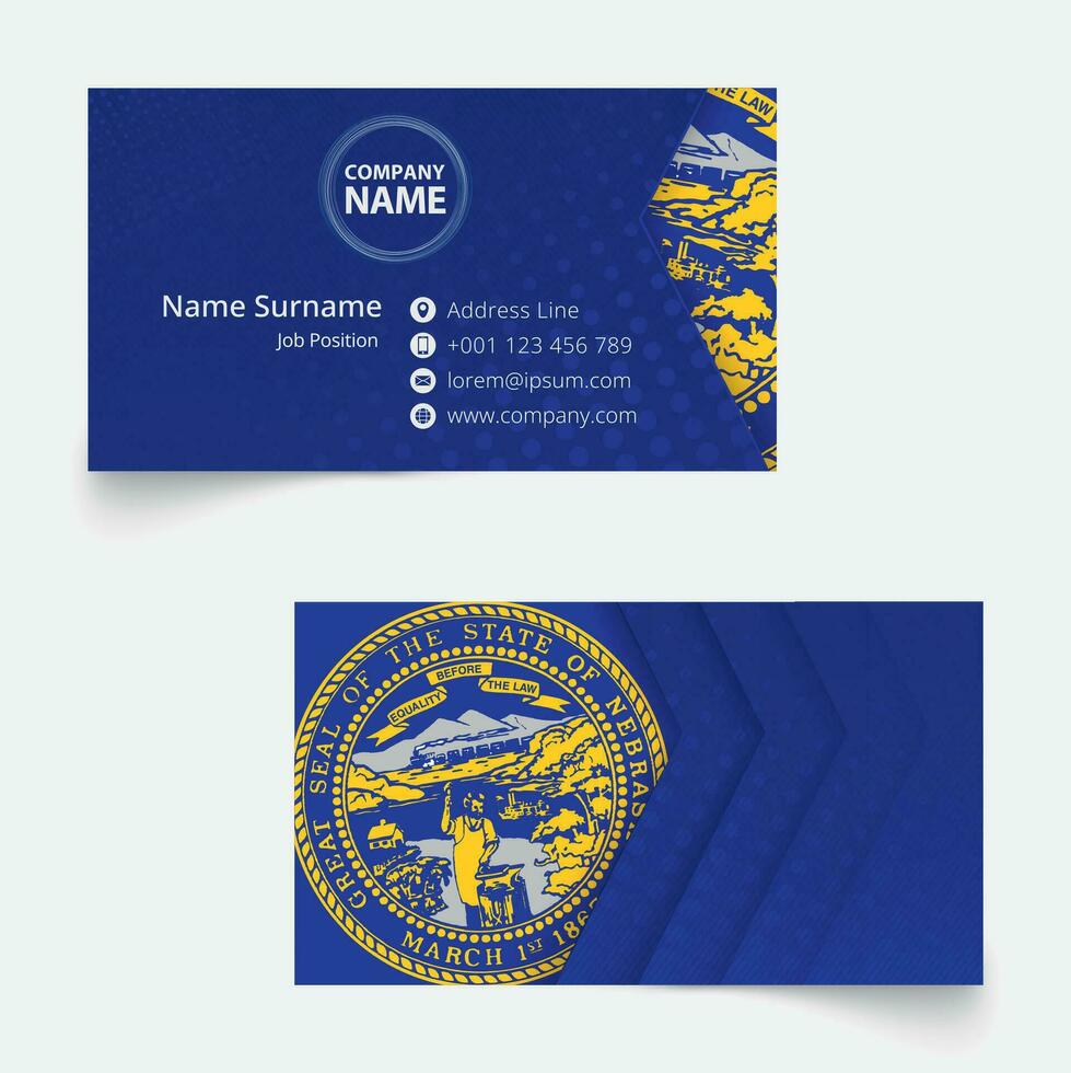 Nebraska flagga företag kort, standard storlek 90x50 mm företag kort mall. vektor
