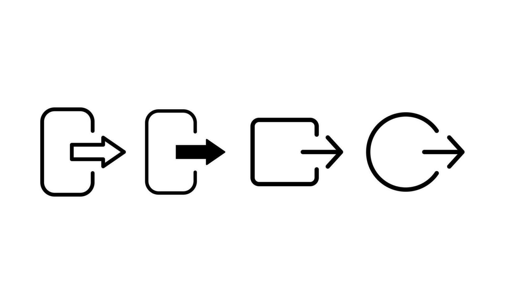 Ausloggen Symbol, Ausfahrt das Tür, hör auf Symbol.isoliert auf Weiß Hintergrund, Symbol Satz. vektor