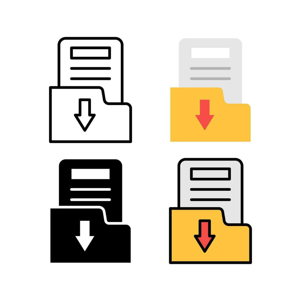 herunterladen Mappe Symbol Taste. Mappe Symbol. Nieder Pfeil Unterseite Seite Symbol. klicken Hier Taste. speichern Wolke Symbol drücken Taste zum ui ux, web.isoliert auf Weiß Hintergrund, Symbol Satz. vektor