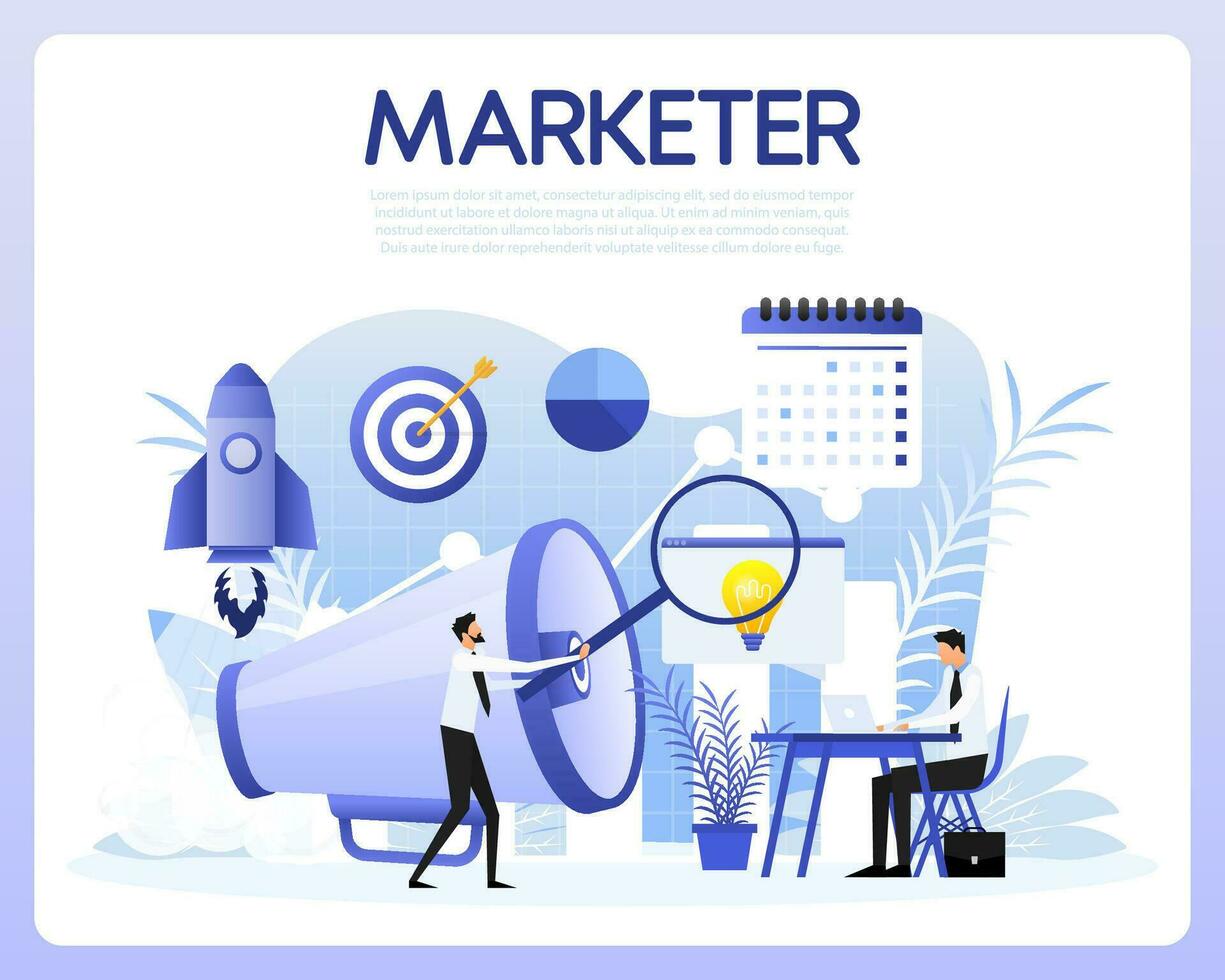 Digital Marketing Konzept. SEO Optimierung. Sozial Medien Marketing. Vektor Illustration.