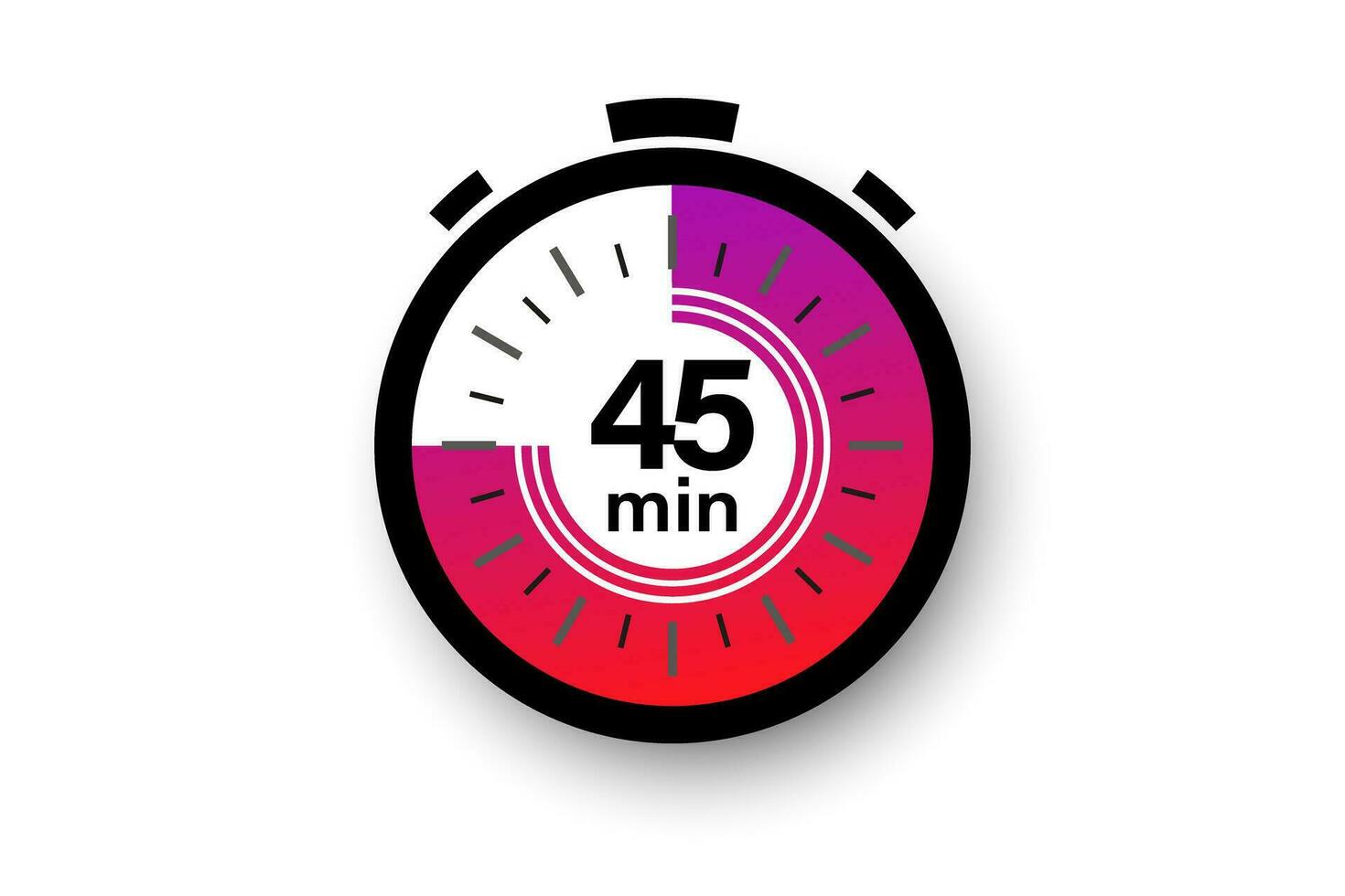 45 minuter timer. stoppur symbol i platt stil. redigerbar isolerat vektor illustration.