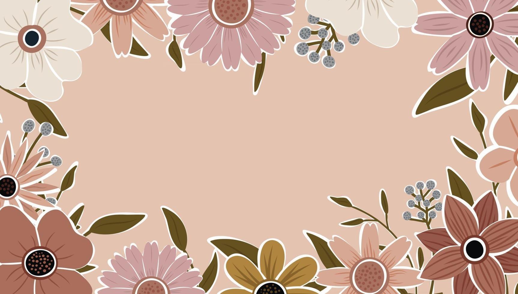 abstrakte Kunst Natur Hintergrund Vektor. trendiger Pflanzenrahmen. Design Hintergrundfarbe Blumen, dekorativer schöner Garten. botanische blätter und florales musterdesign für sommerverkaufsbanner. vektor