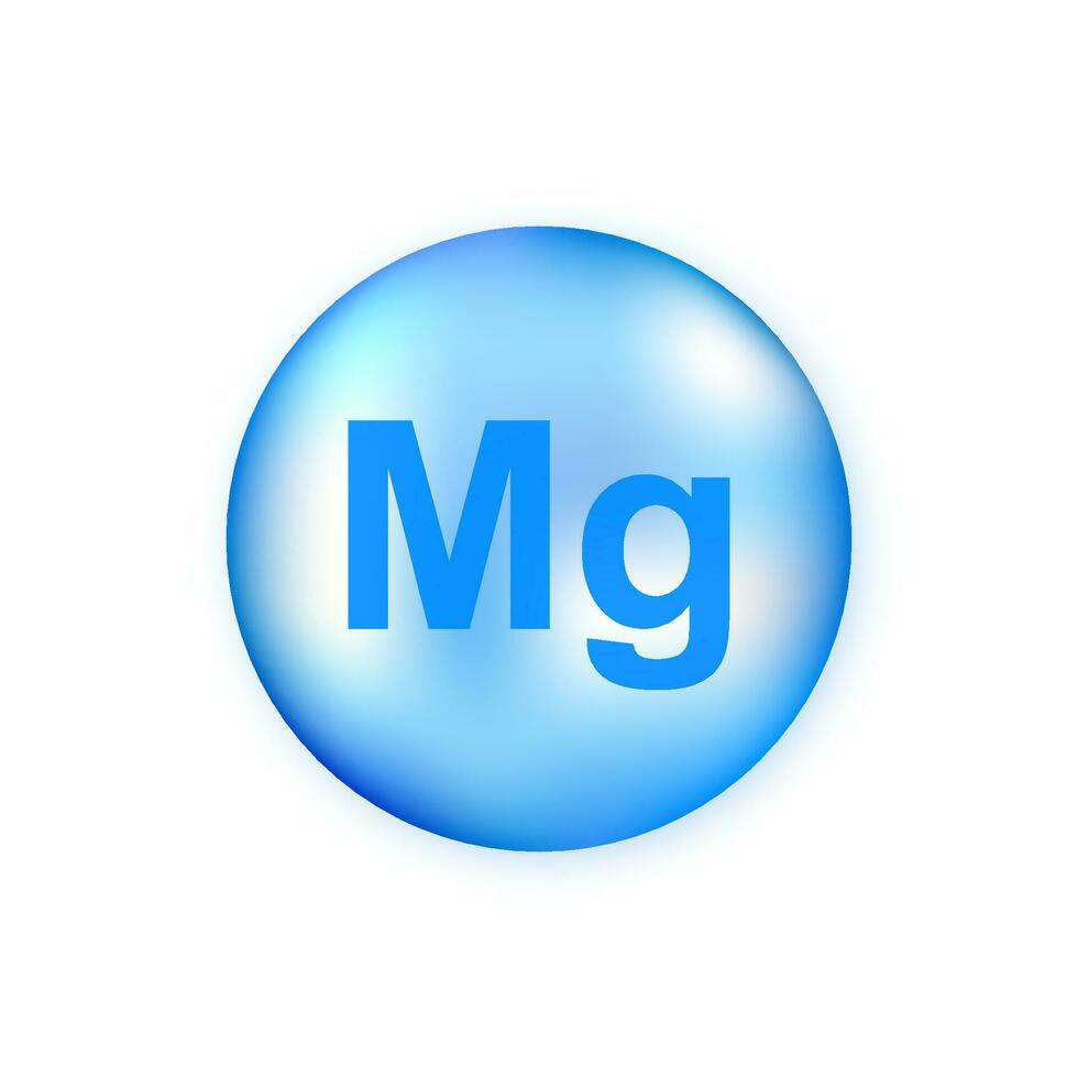 mineral mg magnesium blå lysande piller kapsel isolerat på vit bakgrund. vektor