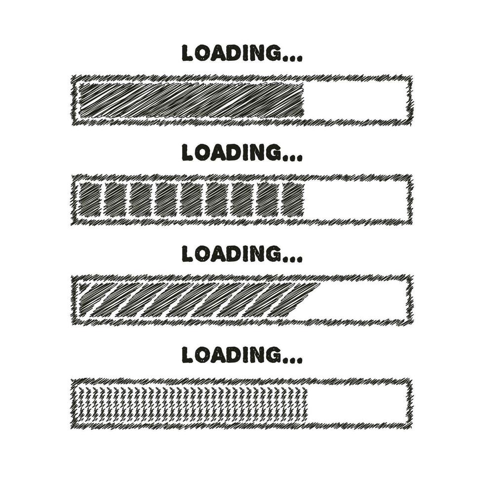 Vektor Fortschritt Wird geladen Bar Satz. Prozess Indikator.