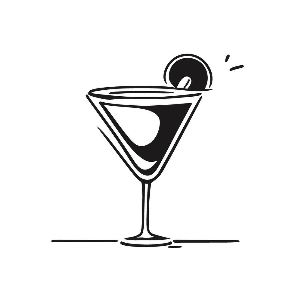 klassisk cocktail på en vit bakgrund. vektor illustration. ikon i de stil av linje konst.