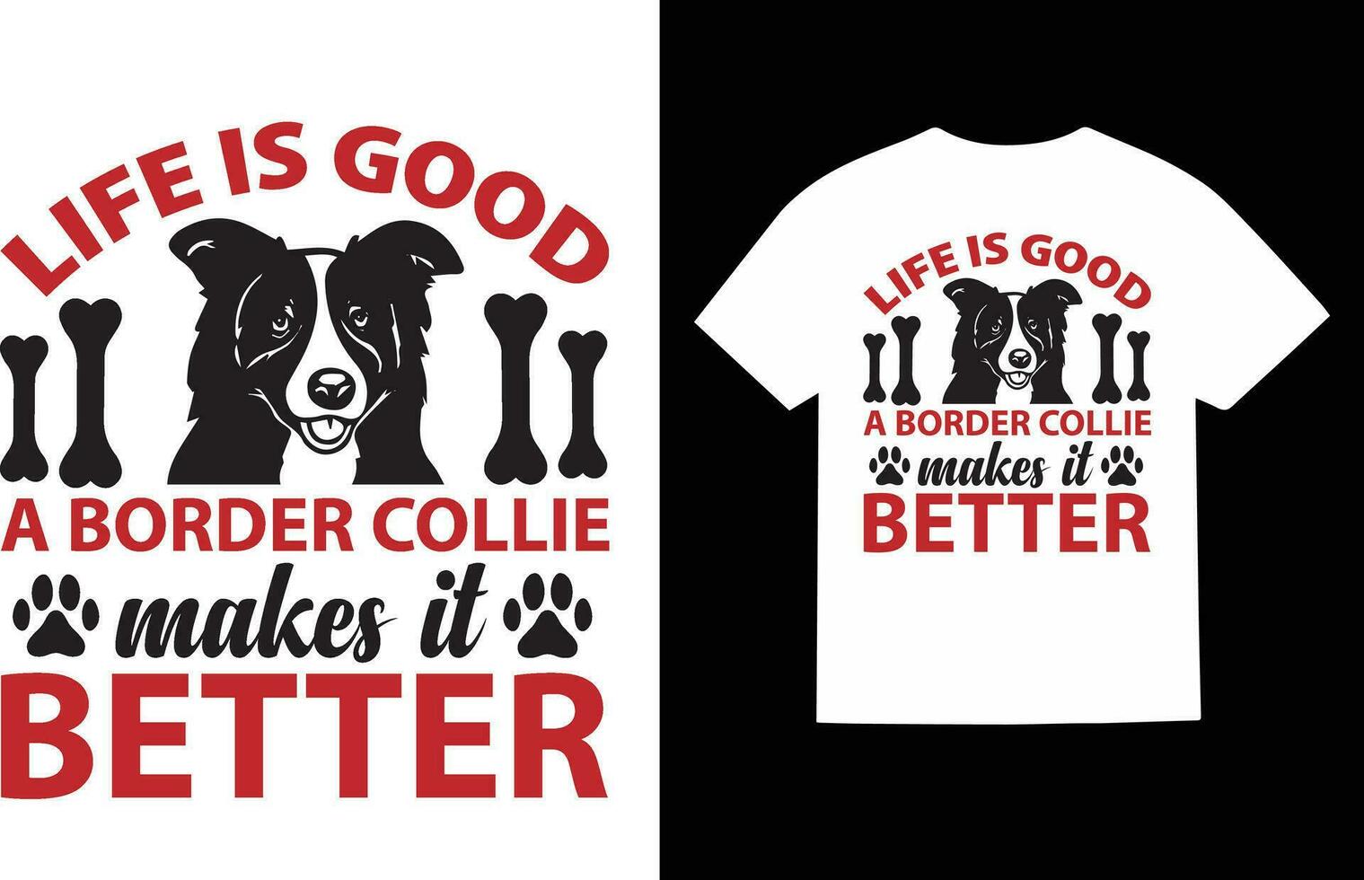 gräns collie hund t-shirt design vektor