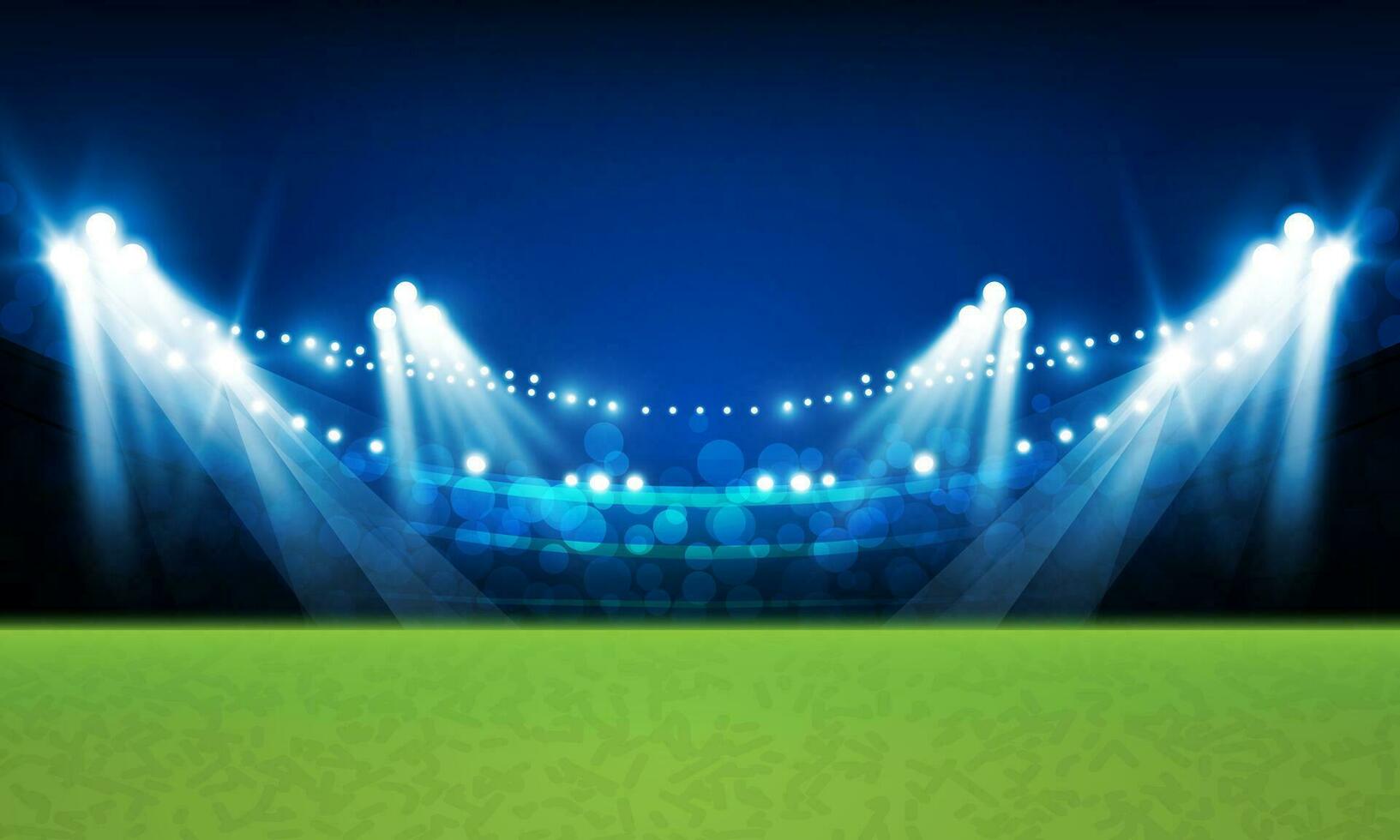 Fußball Arena Feld mit hell Stadion Beleuchtung Vektor Design Vektor Erleuchtung