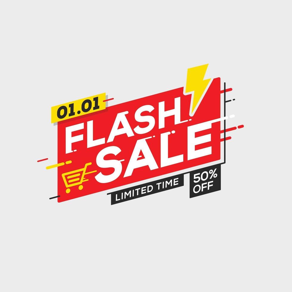 flash försäljning banner mall specialerbjudande med åska vektor