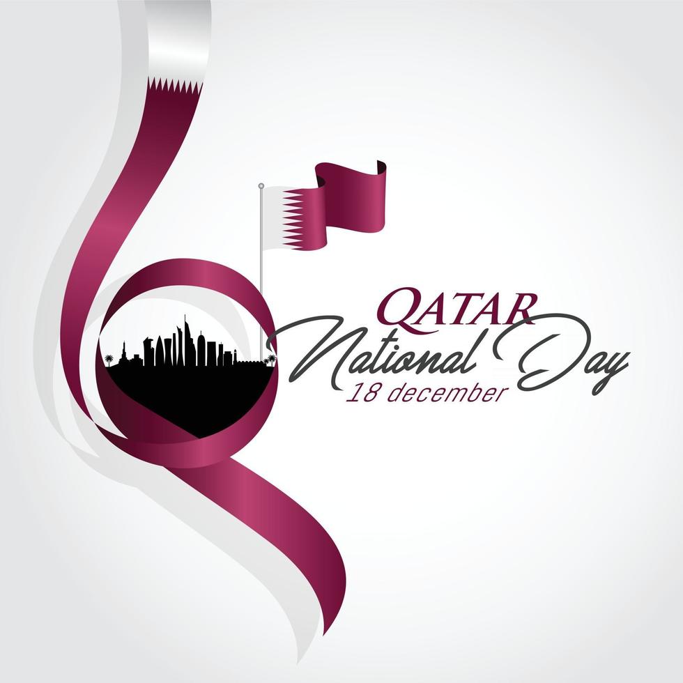 Katar-Nationalfeiertag mit Wahrzeichen und Flaggenvektorillustration vektor
