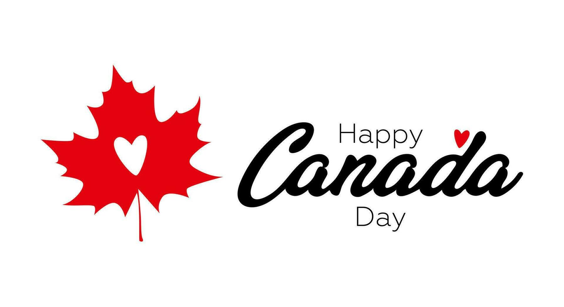 vektor isolerat handskriven logotyp för kanada dag med hjärta i röd lönn blad. vektor typografi för hälsning kort, webb banderoller, dekor och täcker. Lycklig kanada dag begrepp.