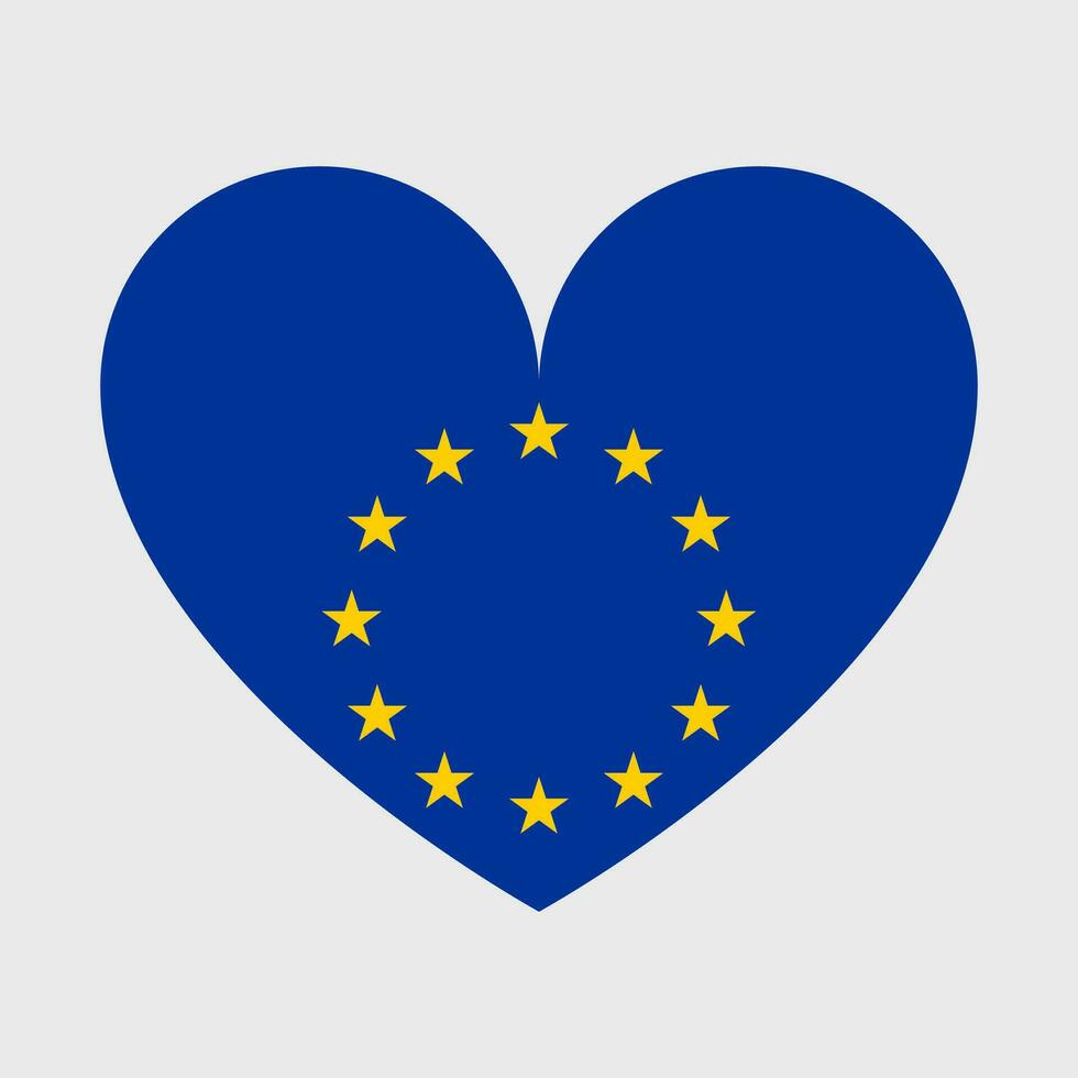 europäisch Union Flagge Vektor Symbole einstellen im das gestalten von Herz, Star und Kreis.