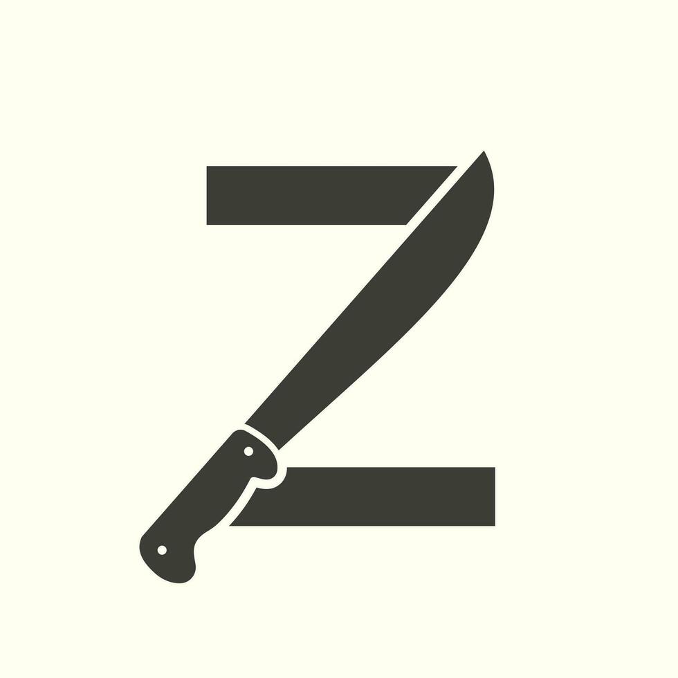 brev z kniv logotyp design vektor mall kniv symbol med alfabet
