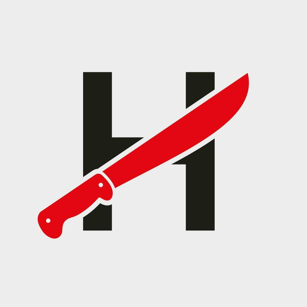 brev h kniv logotyp design vektor mall kniv symbol med alfabet