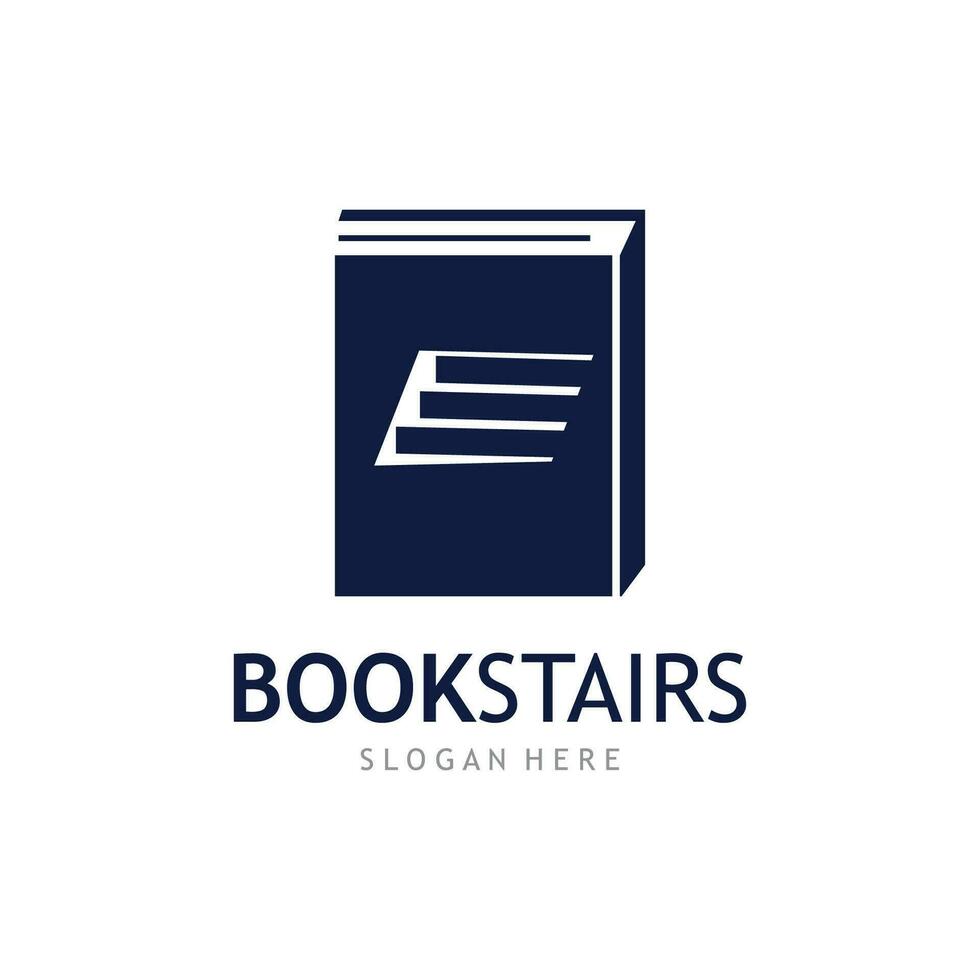 Stapel von Bücher oder Buch Treppe Logo Vorlage. vektor