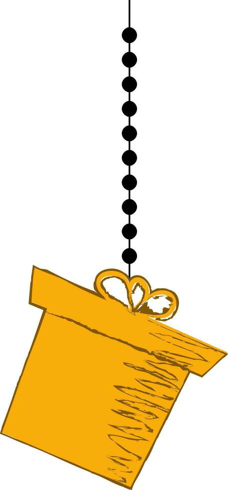 hängande gåva låda gul i platt stil. vektor