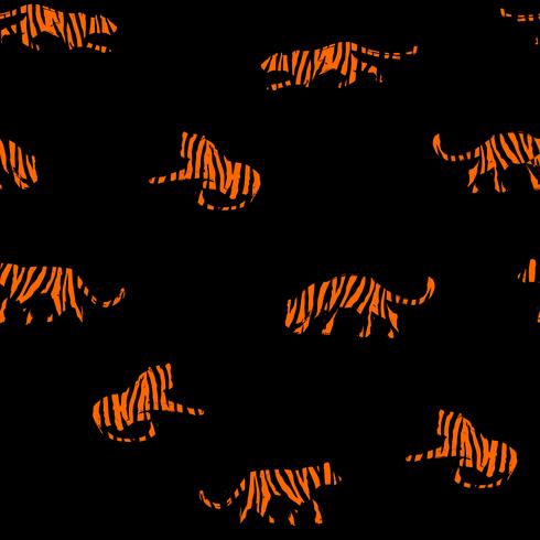 Seamless exotiskt mönster med abstrakta silhuetter av tigrar. vektor