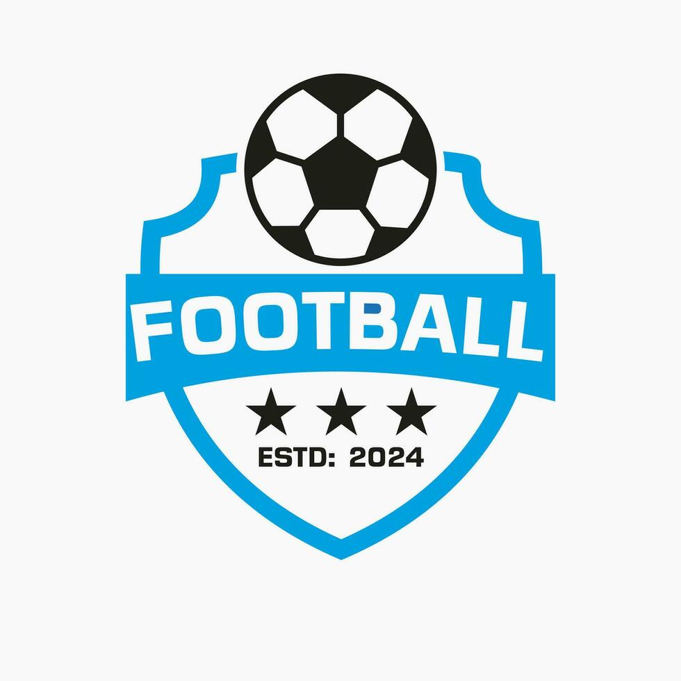 fotboll logotyp begrepp med skydda och fotboll symbol vektor