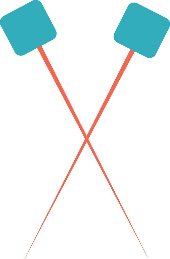 Blau und Orange Kreuz zwei Stricken Nadel. vektor