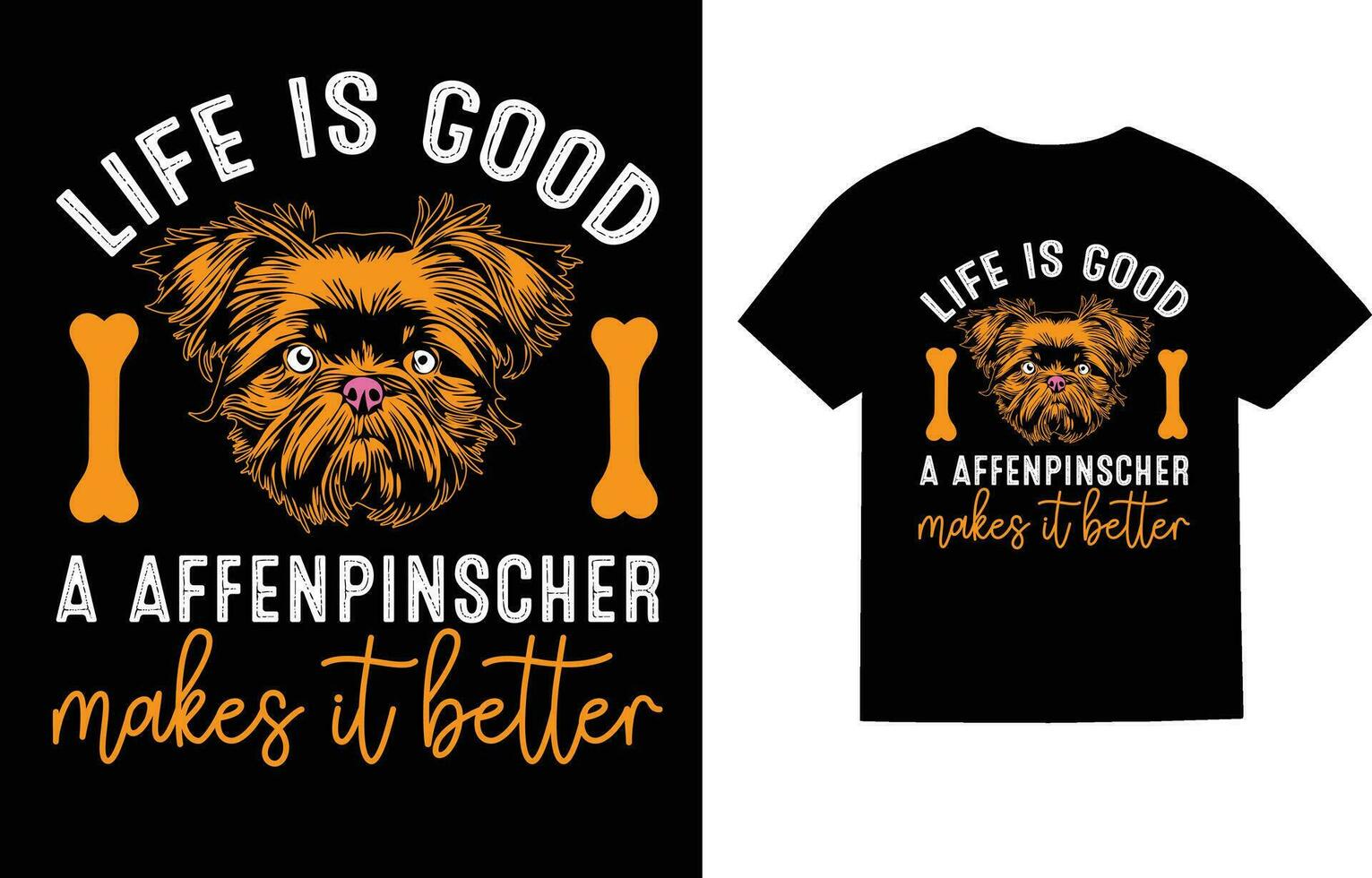 affenpinscher hund t-shirt design vektor