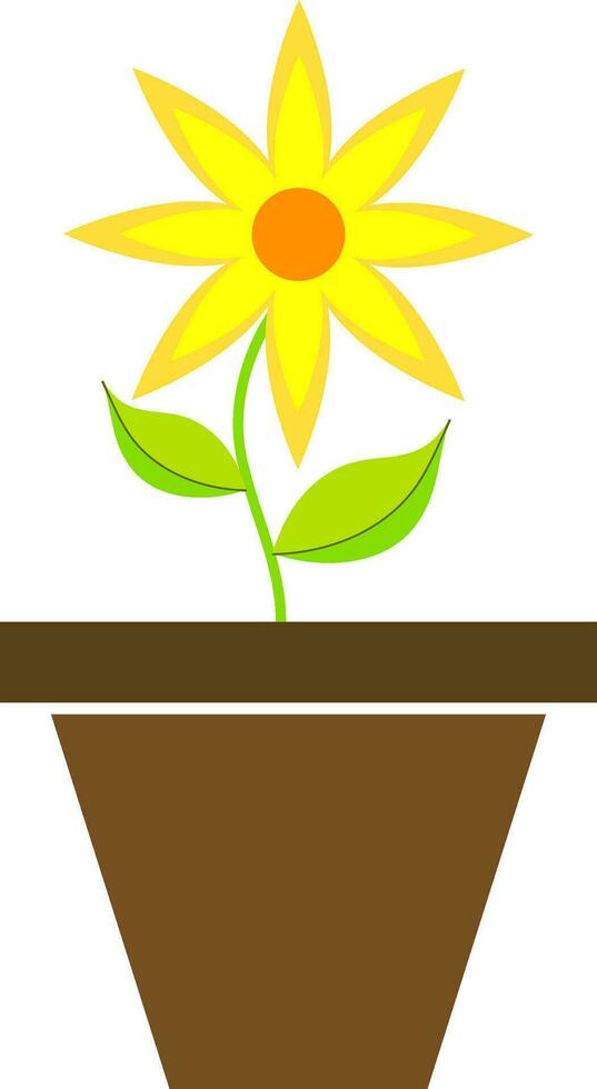 brun pott med gul blomma. vektor