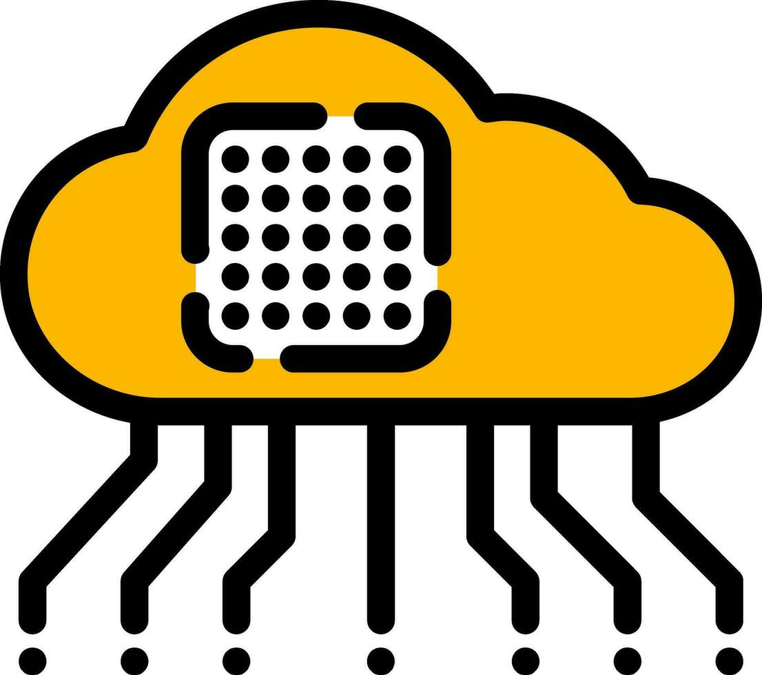 Wolke Chip Symbol im Gelb und schwarz Farbe. vektor