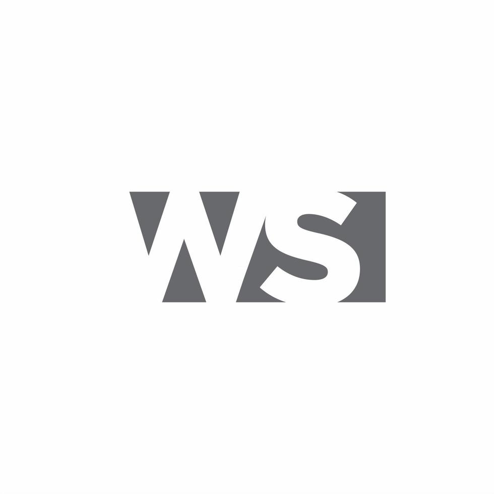 ws-Logo-Monogramm mit Designvorlage im negativen Weltraum-Stil vektor